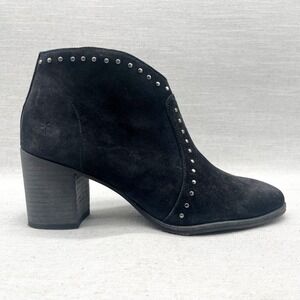 Frye Boots Womens 8.5B Nora Bootie Shoes Black Suede Studded Chunky Heel Western